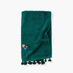 Carré Blanc Serviette de toilette coton Papyrus émeraude| Serviettes De Toilette