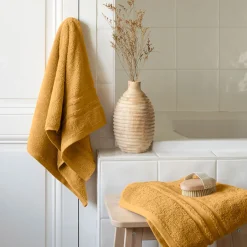 Carré Blanc Serviette de toilette coton Lola II miel| Serviettes De Toilette