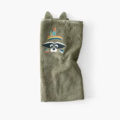 Carré Blanc Serviette de toilette coton Playful kaki|Enfant Serviettes De Toilette