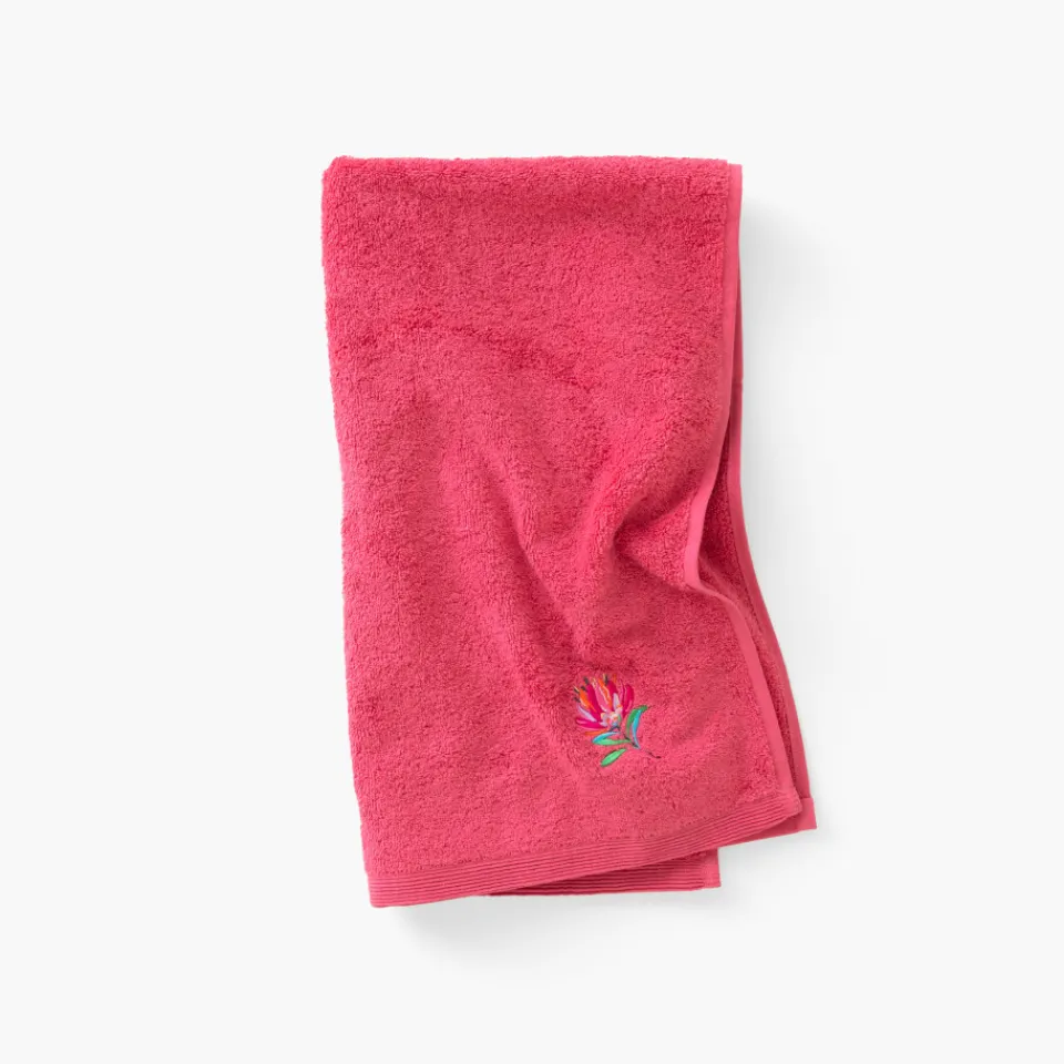 Carré Blanc Serviette de toilette coton Protea rose pitaya| Serviettes De Toilette