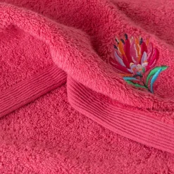 Carré Blanc Serviette de toilette coton Protea rose pitaya| Serviettes De Toilette
