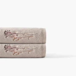 Carré Blanc Serviette de toilette coton et viscose de bambou Aura taupe| Serviettes De Toilette