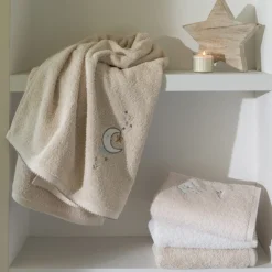 Carré Blanc Serviette de toilette coton bio Bienvenue naturel|Enfant Nouveautés Bébénew