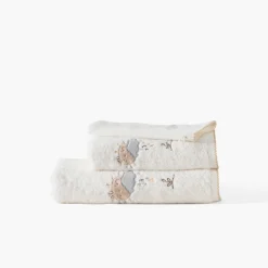 Carré Blanc Serviette de toilette coton bio Bienvenue blanc|Enfant Serviettes De Toilette