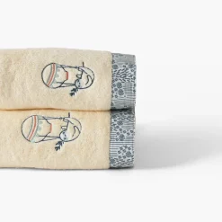 Carré Blanc Serviette de toilette coton bio Dandine paille|Enfant Serviettes De Toilette