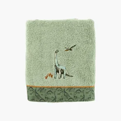 Carré Blanc Serviette de toilette coton biologique Dinotopi kaki|Enfant Serviettes De Toilette