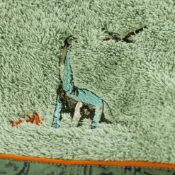 Carré Blanc Serviette de toilette coton biologique Dinotopi kaki|Enfant Serviettes De Toilette