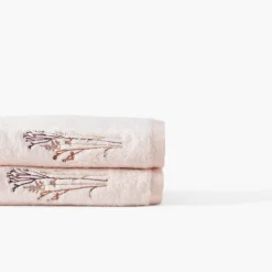 Carré Blanc Serviette de toilette coton et viscose de bambou Aura nude| Serviettes De Toilette