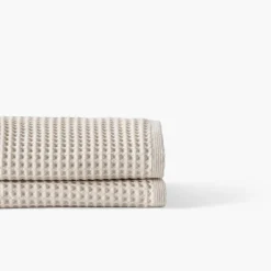 Carré Blanc Serviette de toilette coton bio Quadro naturel| Serviettes De Toilette