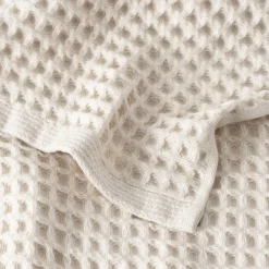 Carré Blanc Serviette de toilette coton bio Quadro naturel| Serviettes De Toilette