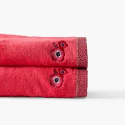 Carré Blanc Serviette de toilette coton Rosella coquelicot| Serviettes De Toilette