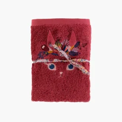 Carré Blanc Serviette de toilette coton Kittyful cassis|Enfant Serviettes De Toilette