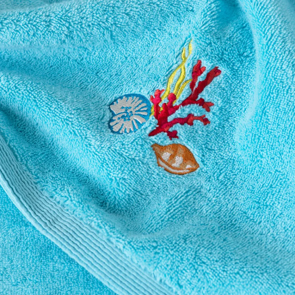 Carré Blanc Serviette de toilette coton Récif lagon| Serviettes De Toilette