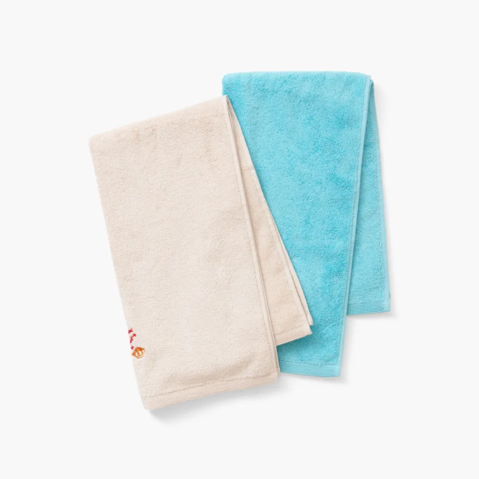 Carré Blanc Serviette de toilette coton Récif lagon| Serviettes De Toilette