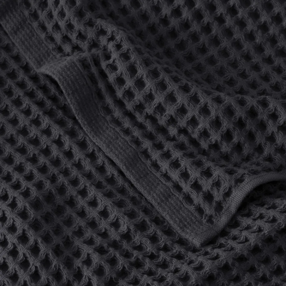 Carré Blanc Serviette de toilette coton bio Quadro charbon| Serviettes De Toilette