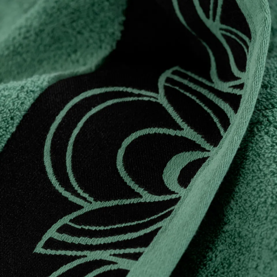 Carré Blanc Serviette de toilette coton Azulejos vert| Serviettes De Toilette