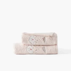 Carré Blanc Serviette de toilette coton bio Bienvenue nude|Enfant Serviettes De Toilette