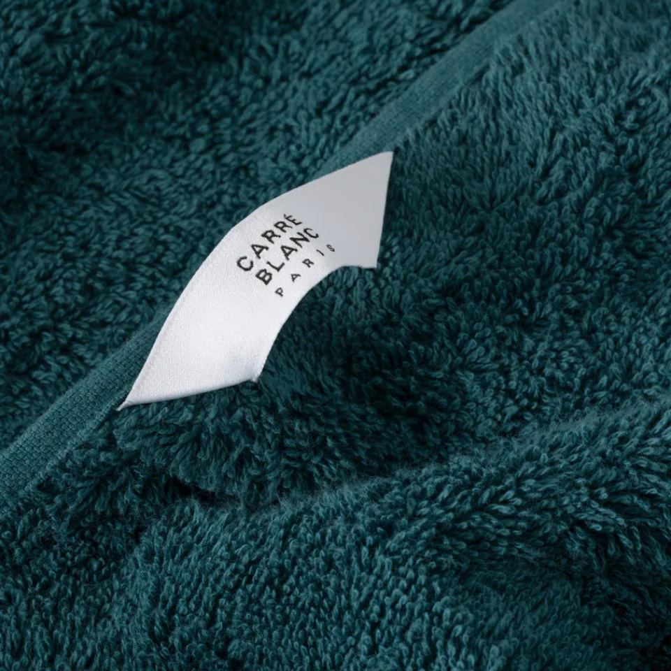 Carré Blanc Serviette de toilette coton Eclats bleu pétrole| Serviettes De Toilette