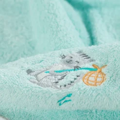 Carré Blanc Serviette de toilette coton biologique Devine céladon|Enfant Serviettes De Toilette