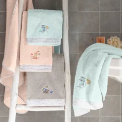 Carré Blanc Serviette de toilette coton biologique Devine céladon|Enfant Serviettes De Toilette