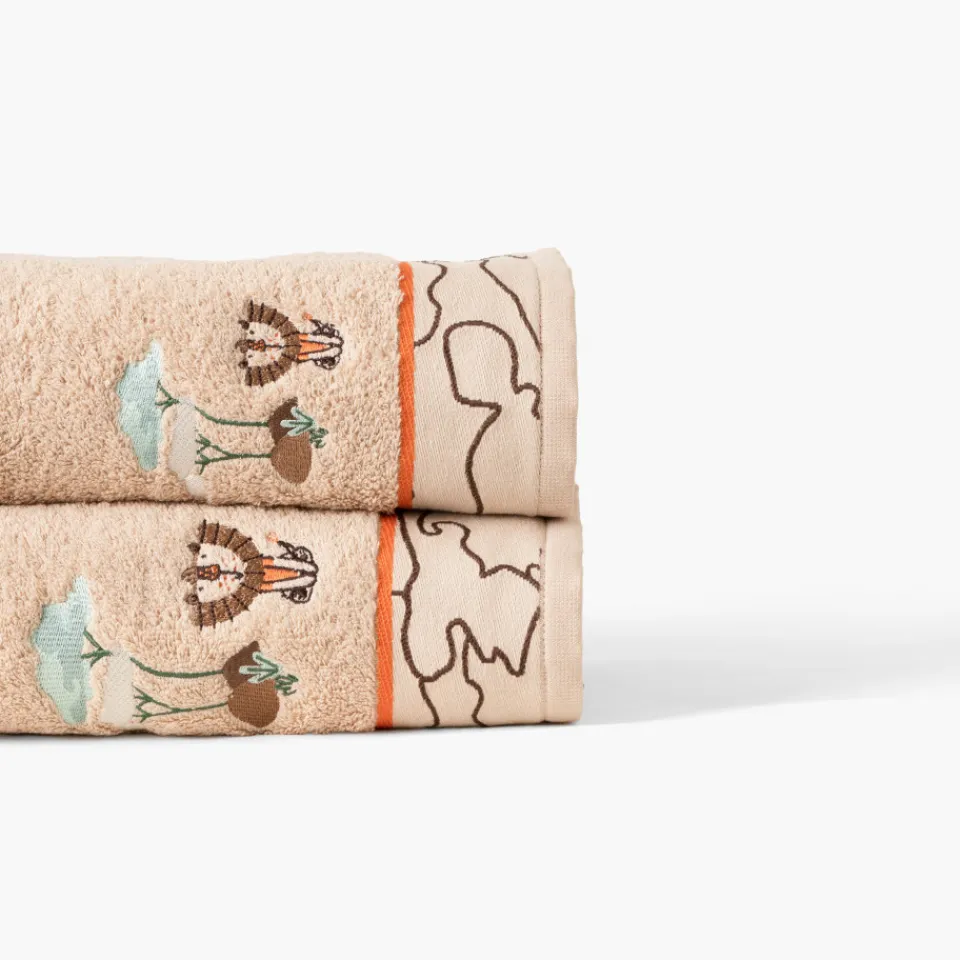 Carré Blanc Serviette de toilette coton bio Safari|Enfant Serviettes De Toilette