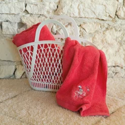 Carré Blanc Serviette de toilette coton Atlantis corail|Enfant Serviettes De Toilette