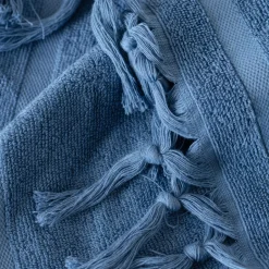 Carré Blanc Serviette invité bouclette de coton Madeleine indigo| Serviettes Invité