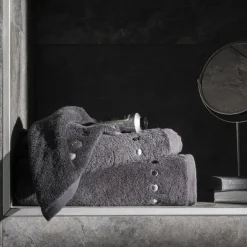 Carré Blanc Serviette invité coton Dotsy charbon|Homme Coffrets Cadeaux|Serviettes Invité