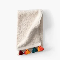 Carré Blanc Serviette invité coton Eclats naturel| Serviettes Invité