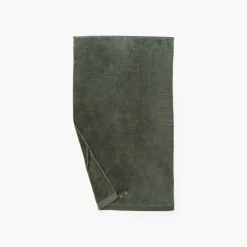 Carré Blanc Serviette invité coton et viscose de bambou Silvalys vert forêt| Serviettes Invité