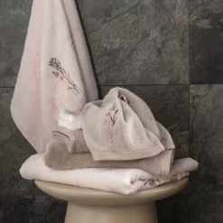 Carré Blanc Serviette invité coton et viscose de bambou Aura taupe|Femme Coffrets Cadeaux|Serviettes Invité