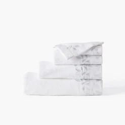 Carré Blanc Serviette invité coton et viscose de bambou Equinoxe neige| Serviettes Invité