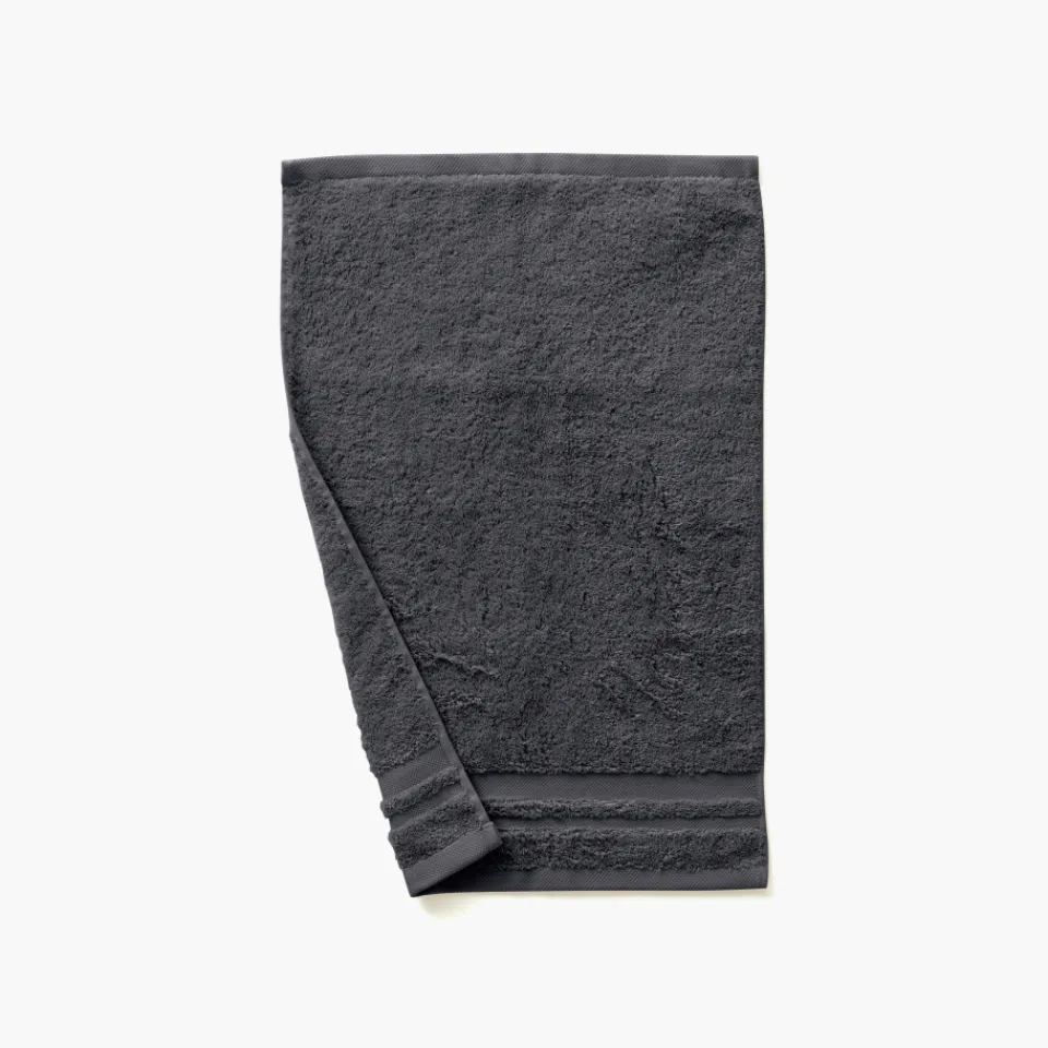 Carré Blanc Serviette invité coton Lola II ardoise| Serviettes Invité