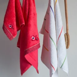 Carré Blanc Serviette invité coton Rosella coquelicot| Serviettes Invité