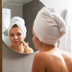 Carré Blanc Serviette pour cheveux en velours de coton biologique Naturelle blanc|Femme Accessoires Beauté|Accessoires Beauté