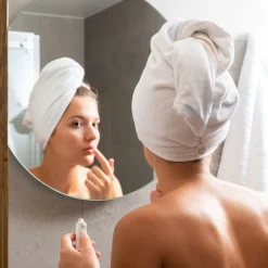 Carré Blanc Serviette pour cheveux en velours de coton biologique Naturelle naturel|Femme Coffrets Cadeaux|Accessoires Beauté