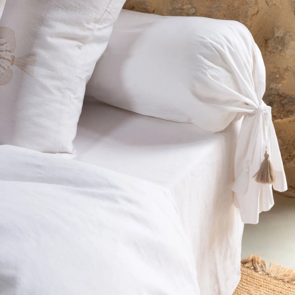 Carré Blanc Taie de traversin coton Amorgos| Taies De Traversin