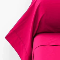 Carré Blanc Taie de traversin percale de coton Neo magenta| Taies De Traversin