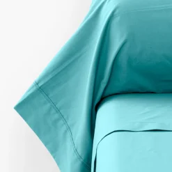 Carré Blanc Taie de traversin percale de coton Neo lagon| Taies De Traversin