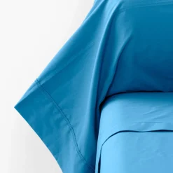 Carré Blanc Taie de traversin percale de coton Neo azur| Taies De Traversin