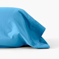 Carré Blanc Taie de traversin percale de coton Neo azur| Taies De Traversin
