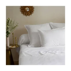 Carré Blanc Taie de traversin satin de coton unie Prestige blanc| Taies De Traversin