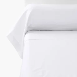 Carré Blanc Taie de traversin satin de coton unie Prestige blanc| Taies De Traversin