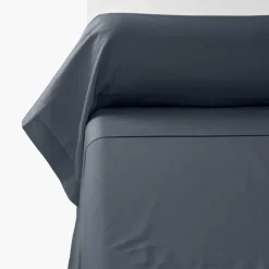 Carré Blanc Taie de traversin satin de coton unie Prestige bleu nuit| Taies De Traversin