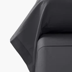 Carré Blanc Taie de traversin satin de coton unie Prestige noir| Taies De Traversin