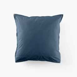 Carré Blanc Taie d'oreiller carrée coton Neo Bleu prusse| Taies D’oreiller