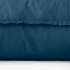 Carré Blanc Taie d'oreiller carrée coton Neo Bleu prusse| Taies D’oreiller