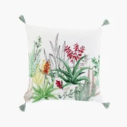 Carré Blanc Taie d'oreiller carrée coton et lin Aloevera| Taies D’oreiller