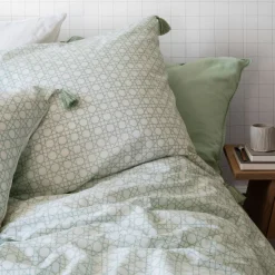 Carré Blanc Taie d'oreiller carrée coton et lin Aloevera| Taies D’oreiller