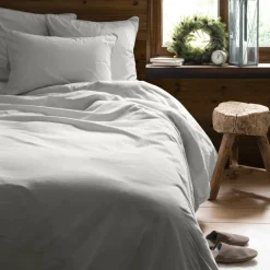 Carré Blanc Taie d'oreiller carrée en pur coton lavé biologique Souffle nuage| Taies D’oreiller